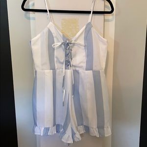 Blue striped romper